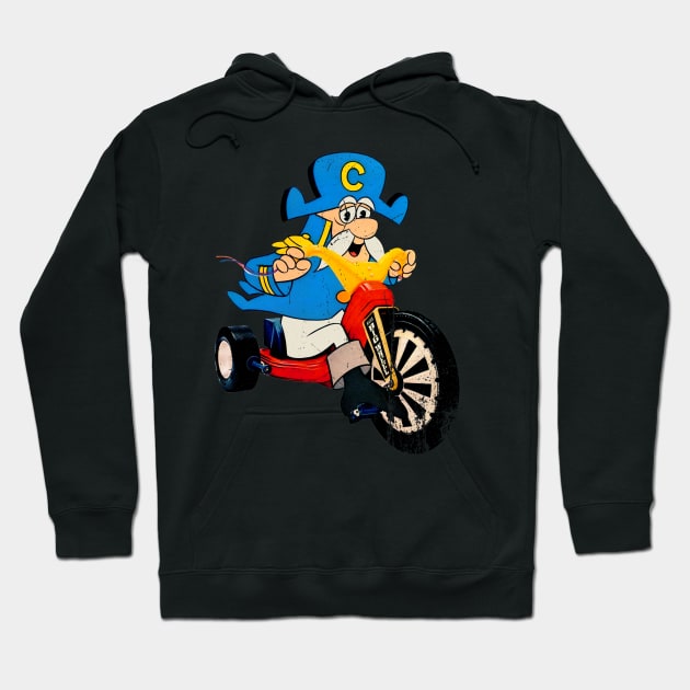 Cap n Crunch Riding a Big Wheel WHAT Distressed and Vintage Style Capn Crunch Hoodie TeePublic